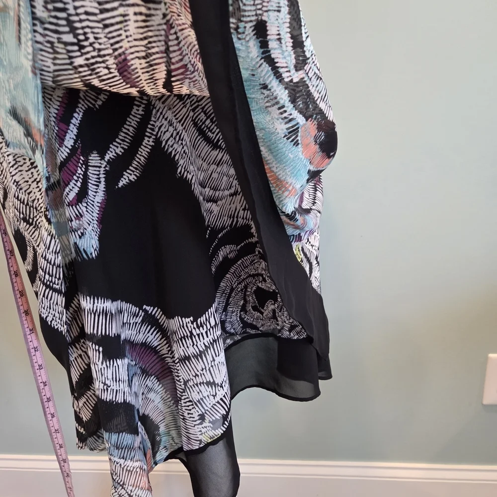MSK Black With Multi Colored Dress Sleeveless Size Medium Asymmetrical